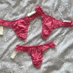 NWT Gilly Hicks Pink Scrunchy Thong Bundle Size XS